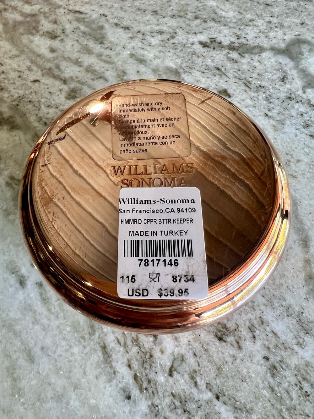 Williams Sonoma Copper and Glass Covered Butter Cloche - Picture 2 of 3